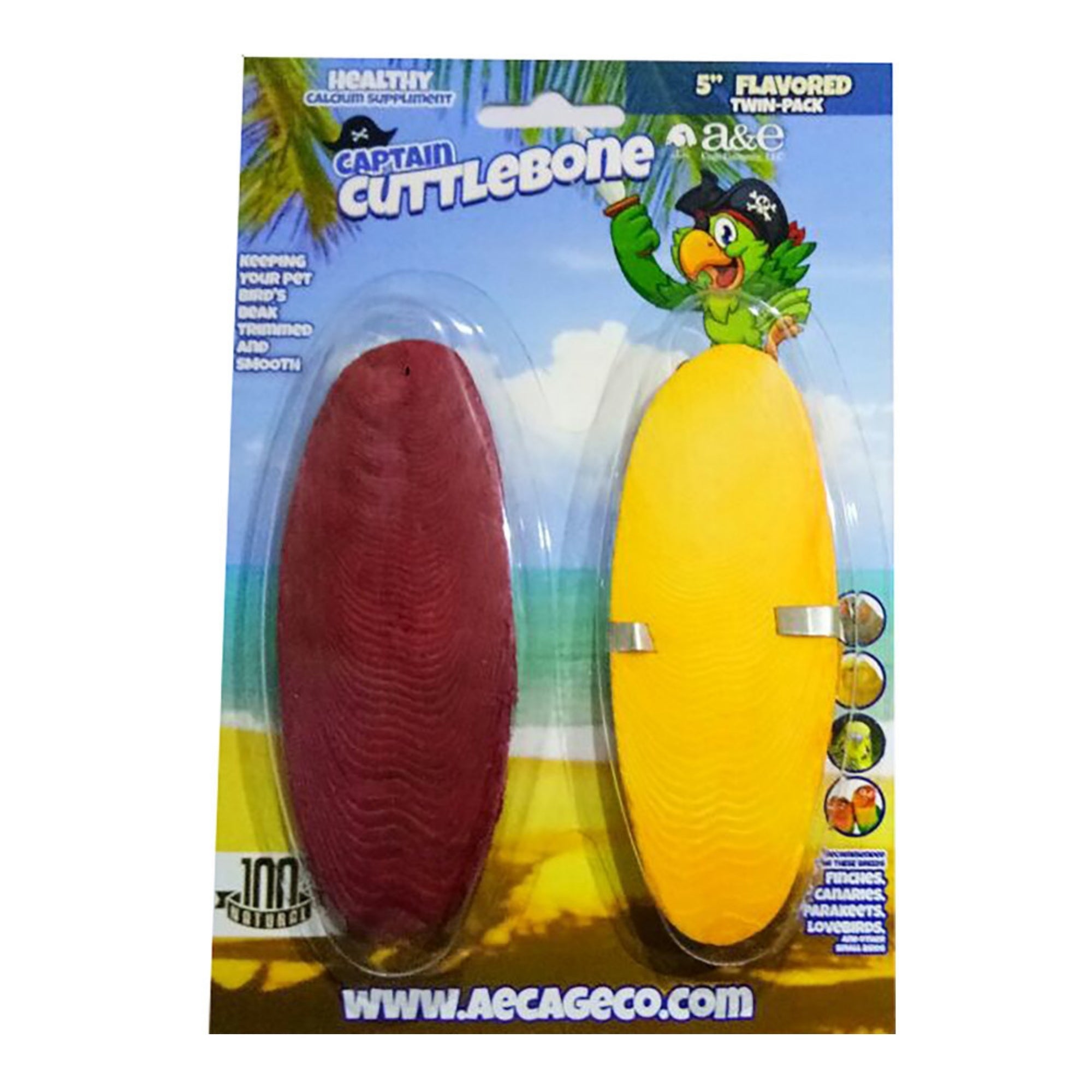A & E Cages Captain Cuttlebone Flavored Bird Treat 1ea/2 pk, 5 in. (Pack of 3)