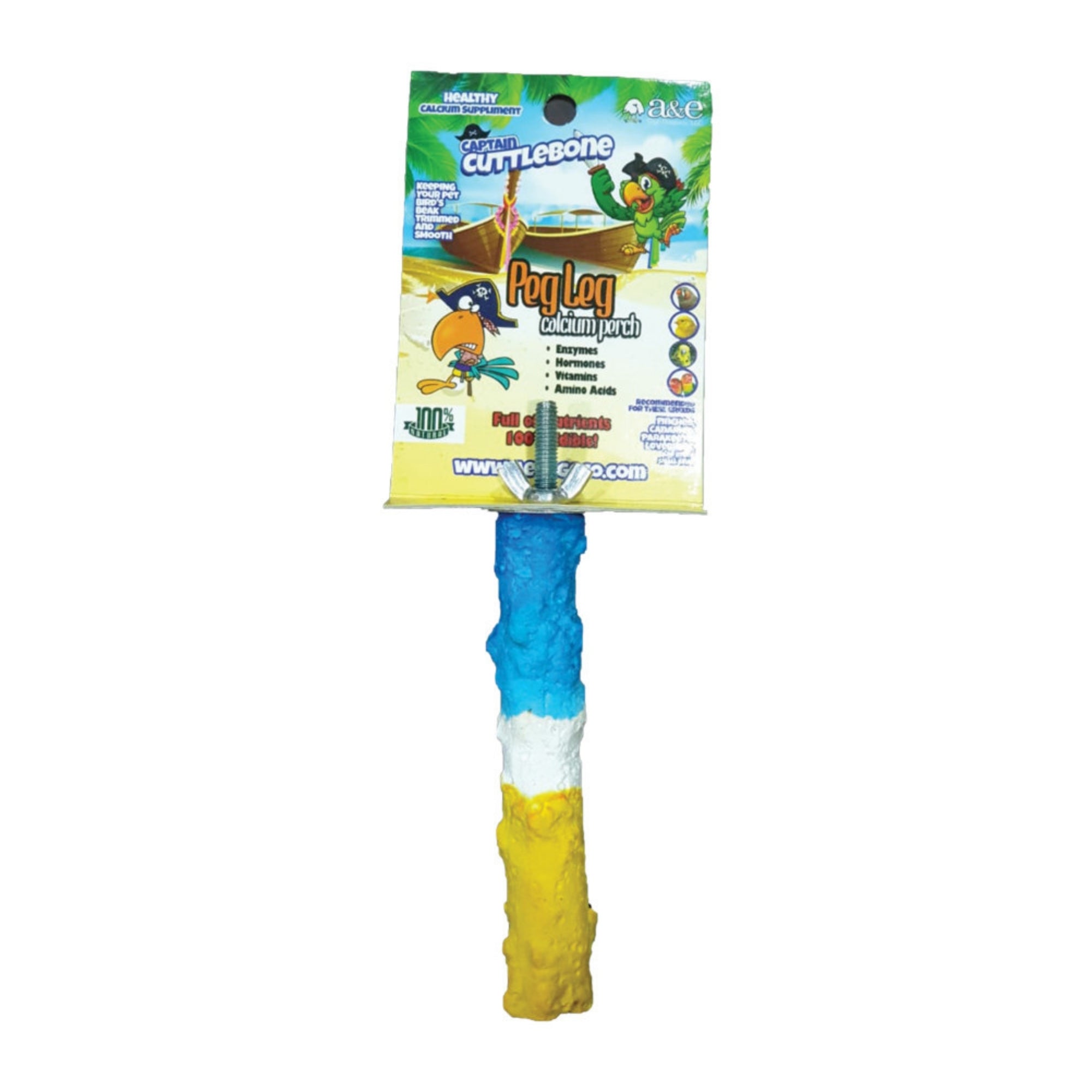A & E Cages Captain Cuttlebone Calcium Bird Perch 1ea/SM