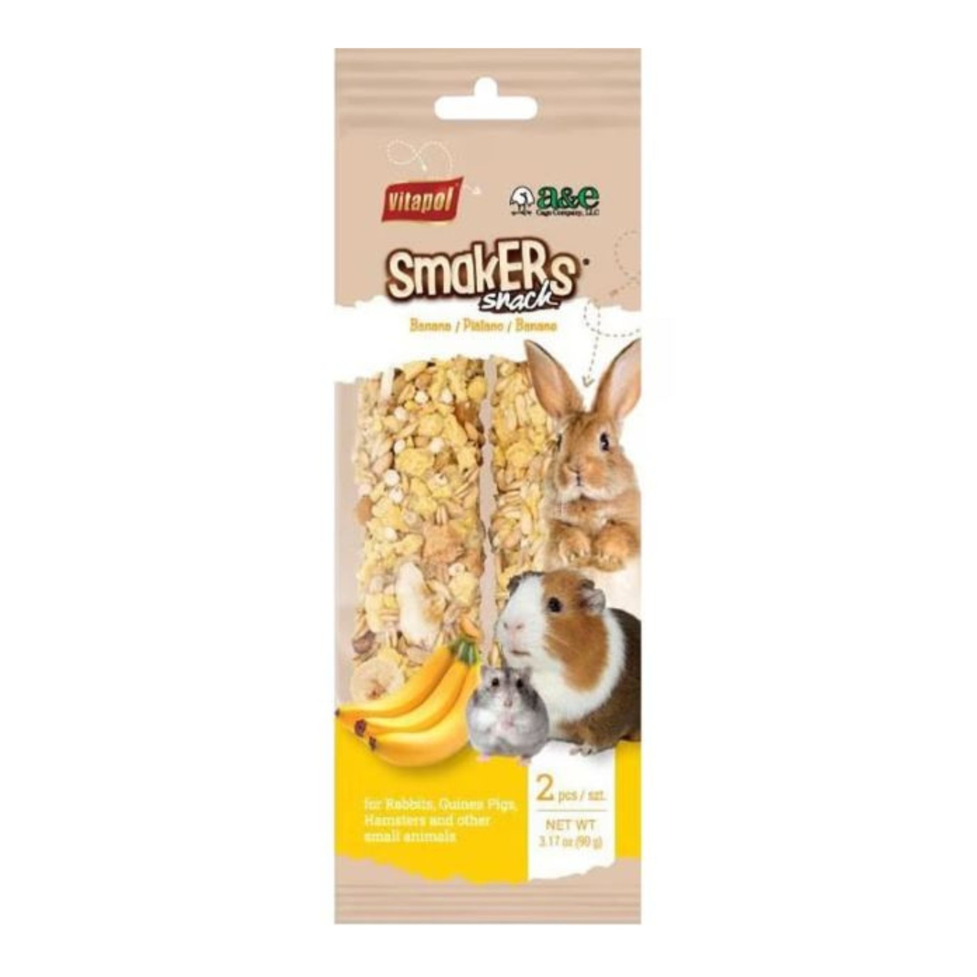 A  E Cages Vitapol Smakers Small Animal Treat Stick Banana, 6ea/2 pk