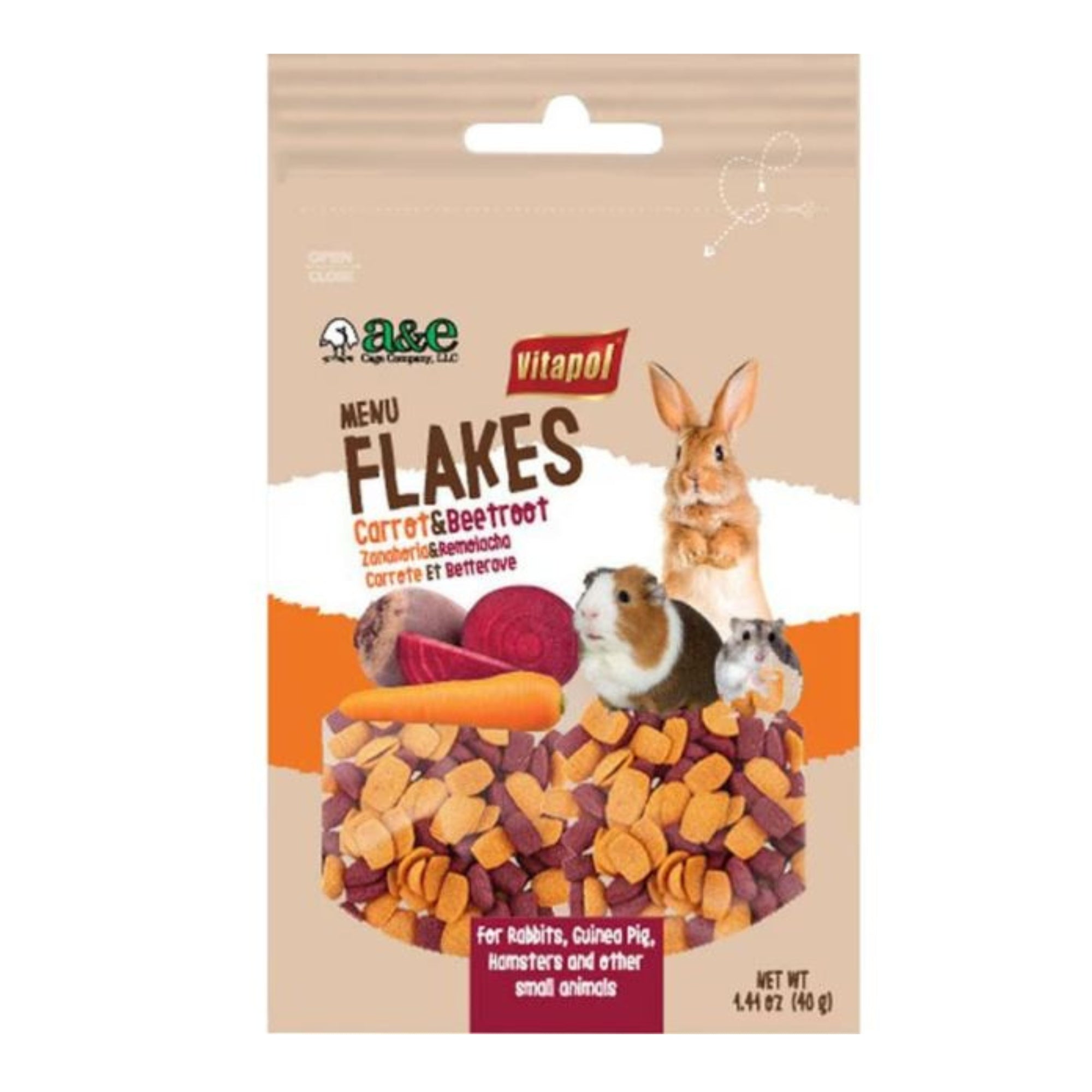 A  E Cages Vitapol Menu Flakes Carrot  Beetroot  Small Animal Treats 1ea/4.4 oz